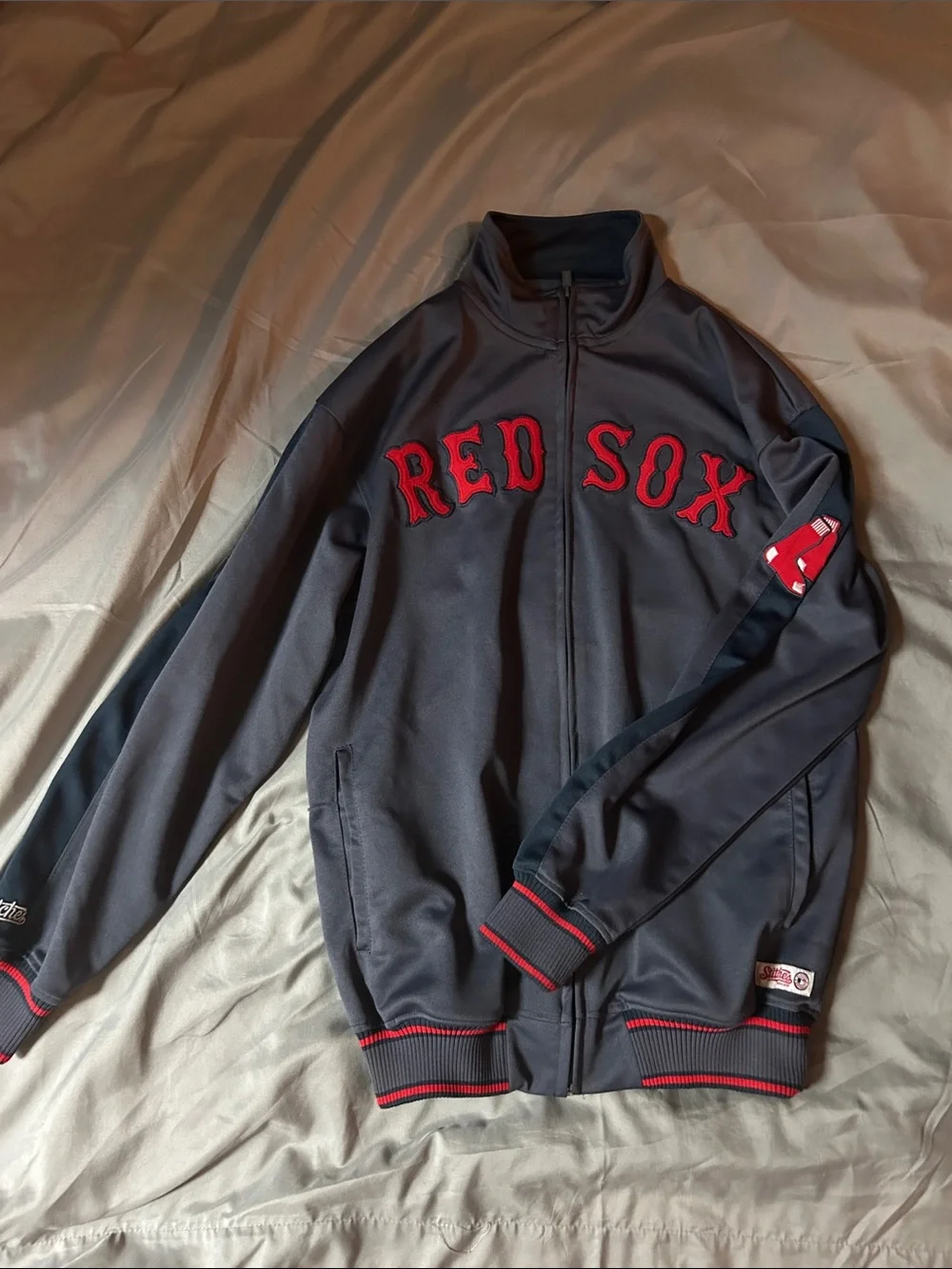 Stitches Black Bomber Jacket with Red 'RED SOX' Lettering